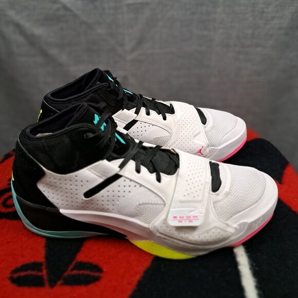 %Size 13 Nike Jordan Zion 2 White/Volt-Black-Dynamic Turquoise Men AJ8 main image 8